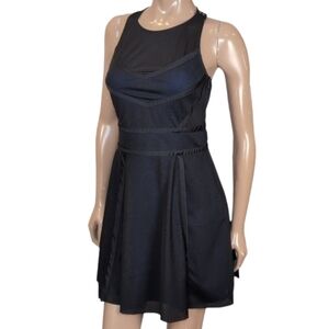 Diesel Black Mesh Paneled Fit & Flare Mini Dress Sleeveless Y2K Cybercore Small
